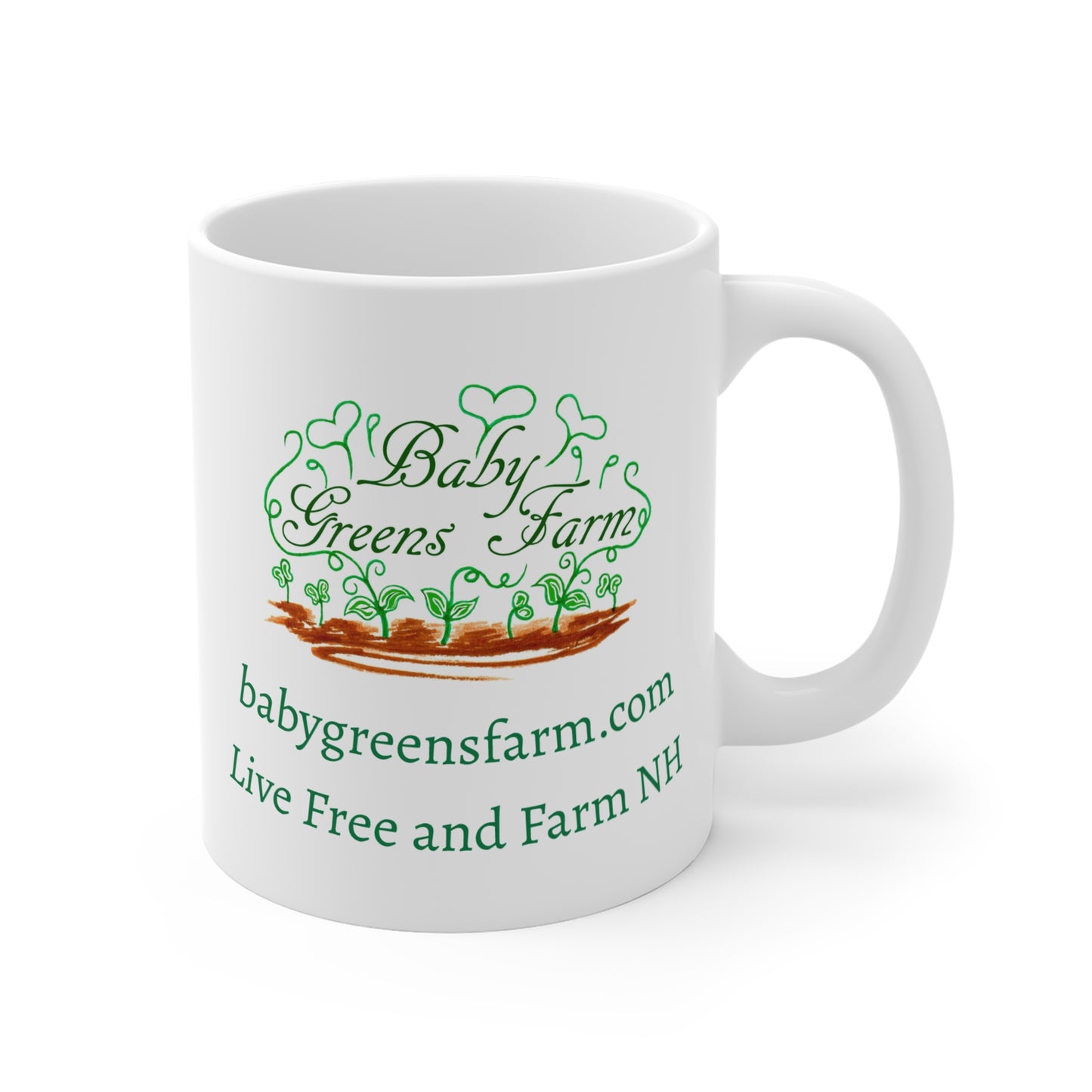 Baby Greens Farm 11oz Mug - Live Free & Farm NH Coffee Cup