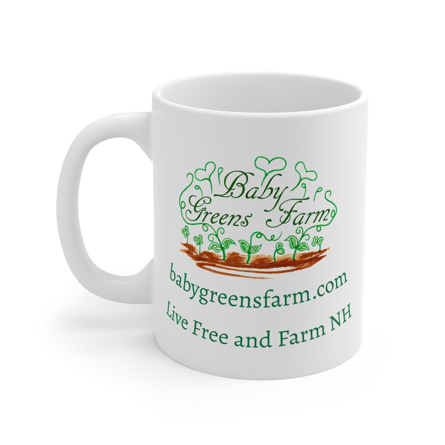 Baby Greens Farm 11oz Mug - Live Free & Farm NH Coffee Cup